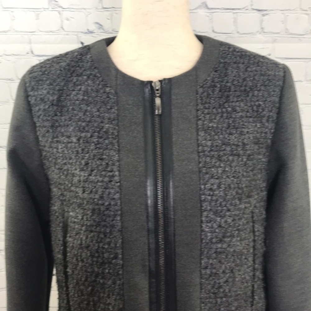 METAPHOR Wool Blend and Vegan Leather Coat Gray S - Picture 3 of 10